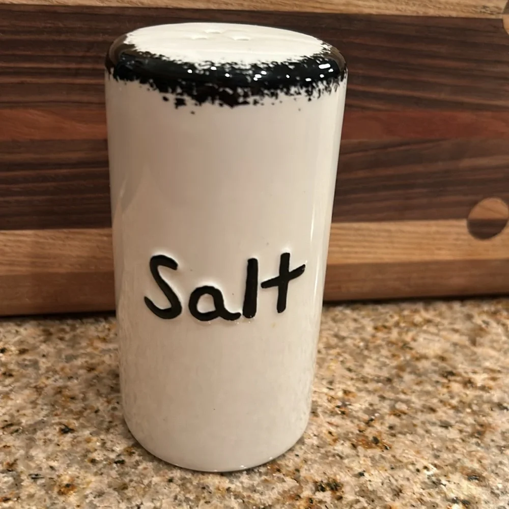 Vintage Black and White Ceramic Salt and Pepper Shakers